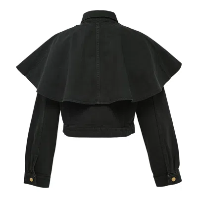 Ulla Johnson The Agata Denim Cape Jacket In Black