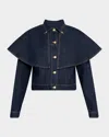 Ulla Johnson The Anais Convertible Cape-effect Denim Jacket In Blue