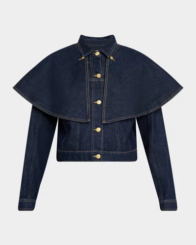 ULLA JOHNSON THE AGATA DENIM CAPE JACKET