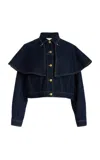 Ulla Johnson The Agata Denim Cotton Cape Jacket In Dark Wash