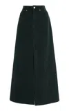 Ulla Johnson The Anais Cotton Denim Maxi Skirt In Dark Green