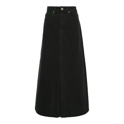 Ulla Johnson The Anais Denim Mid Rise Maxi Skirt In Black