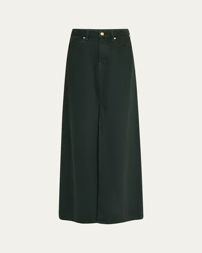 Ulla Johnson The Anais Denim Mid-rise Maxi Skirt In Green