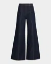 Ulla Johnson The Bianca Front-seam Wide-leg Jeans In Blue