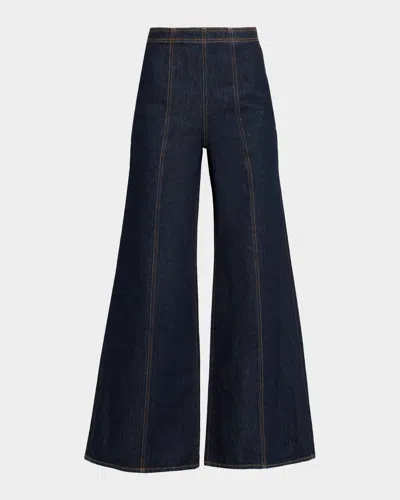 Ulla Johnson The Bianca Front-seam Wide-leg Jeans In Blue