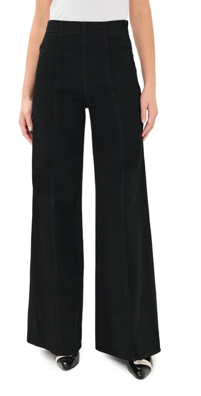 Ulla Johnson The Bianca Wide Leg Jeans Noir In Black