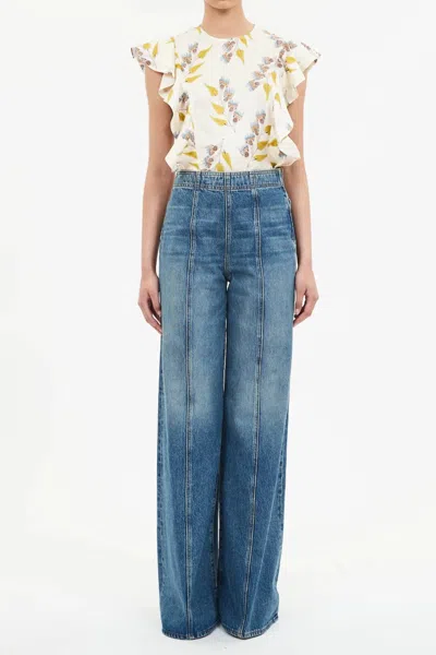 Ulla Johnson The Bianca Wide Legs Jeans In Danube In Multi
