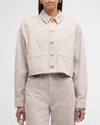 Ulla Johnson The Bobbi Cropped Cotton Denim Jacket In Dove
