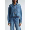 Ulla Johnson Bobbi Cropped Cotton Denim Jacket In Danube
