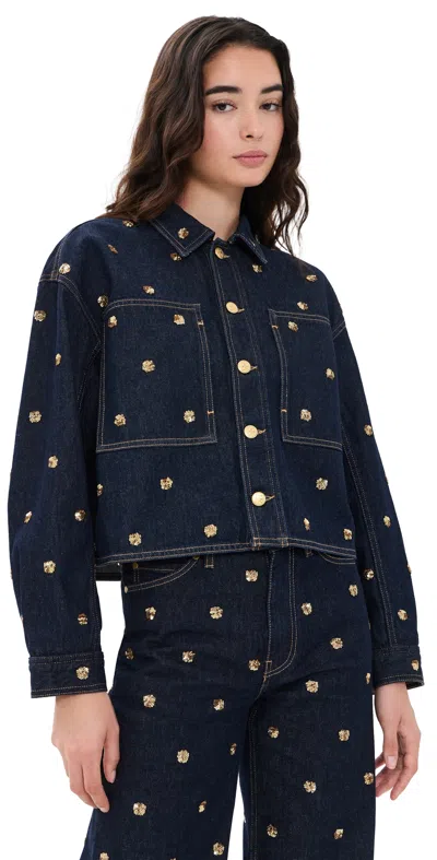 Ulla Johnson The Bobbi Embellished Denim Jacket Embellished Tigris In Black