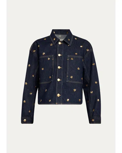Ulla Johnson The Bobbie Embellished Denim Jacket In Multi