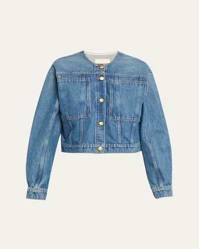Ulla Johnson The Brair Denim Collarless Jacket In Blue
