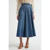 Ulla Johnson The Brigette A-line Denim Midi Skirt In Danube