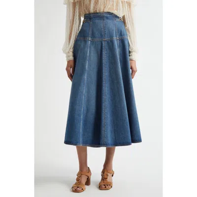 Ulla Johnson The Brigette A-line Denim Midi Skirt In Danube