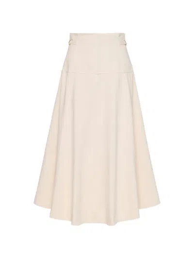 Ulla Johnson The Brigette Buckle Detail Midi Skirt In Neutral