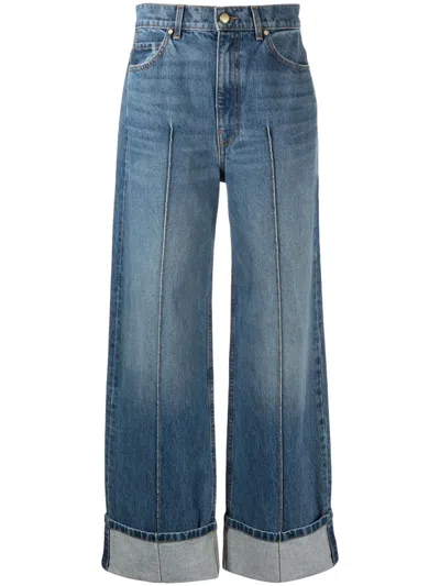 Ulla Johnson The Genevieve Pintuck Wide-leg Denim Jeans In Blue
