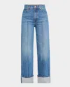 Ulla Johnson The Genevieve Pintuck Wide-leg Denim Jeans In Blue