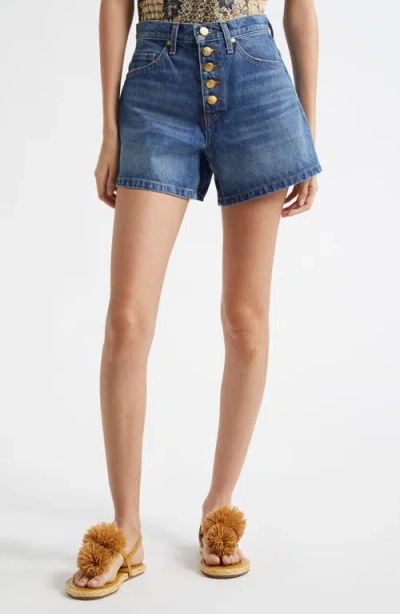 Ulla Johnson The Greta Denim Shorts In Danube