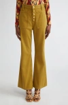 Ulla Johnson The Lou Button Fly Flare Jeans In Brown