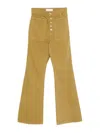 Ulla Johnson The Lou Button Fly Flare Jeans In Green