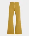 Ulla Johnson The Lou Button Fly Flare Jeans In Yellow