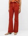 Ulla Johnson The Lou Button Fly Flare Jeans In Red Ochre Wash
