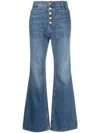 Ulla Johnson Lou Button Fly High-waisted Flared Jeans In Blue