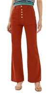 Ulla Johnson The Lou Button Fly Flare Jeans In Red Ochre Wash