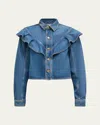 Ulla Johnson The Mathilde Ruffled Denim Shirt In Danube