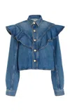 Ulla Johnson The Mathilde Ruffled Denim Shirt In Danube
