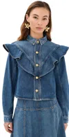 Ulla Johnson The Mathilde Ruffled Denim Shirt In Danube
