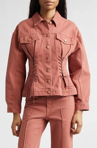Ulla Johnson The Naomi Denim Trucker Jacket In Pink