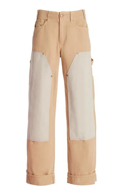Ulla Johnson The Olympia Rigid Mid-rise Cargo Jeans In Khaki