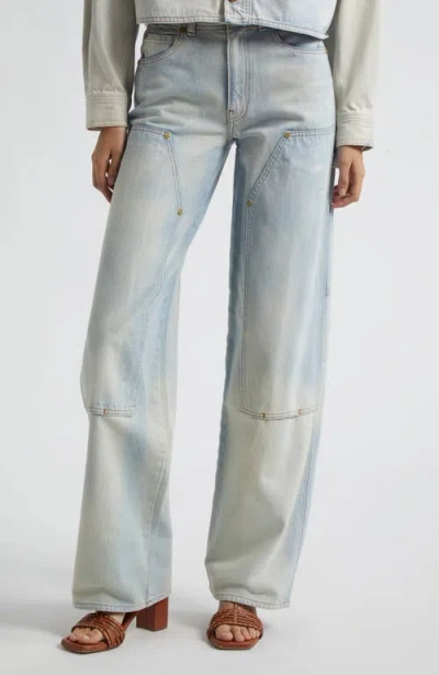Ulla Johnson The Olympia Wide Leg Carpenter Jeans In Cielo