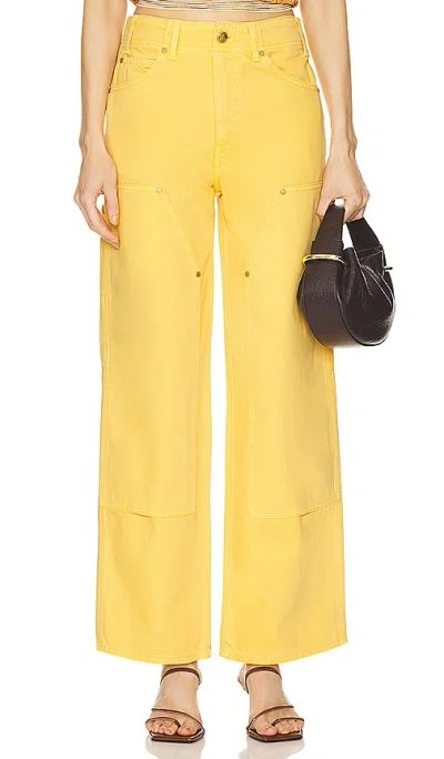 Ulla Johnson The Olympia Cropped High-rise Wide-leg Jeans In Yellow
