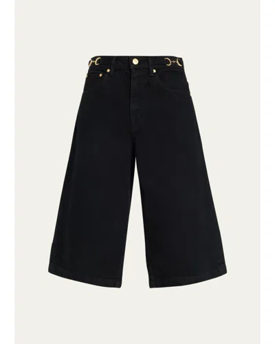 Ulla Johnson The Rowan Denim Culottes In Noir
