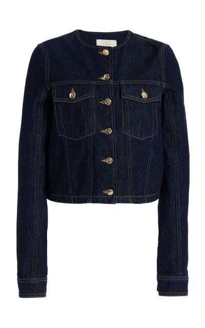 Ulla Johnson The Sabine Cropped Denim Jacket In Navy