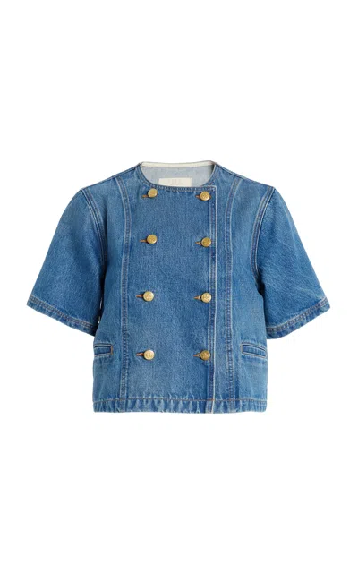 Ulla Johnson The Serge Short Sleeve Jacket In Danube In Blue