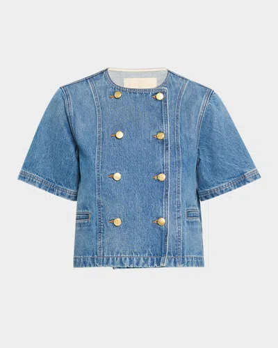 Ulla Johnson The Serge Short Sleeve Jacket In Danube In Blue