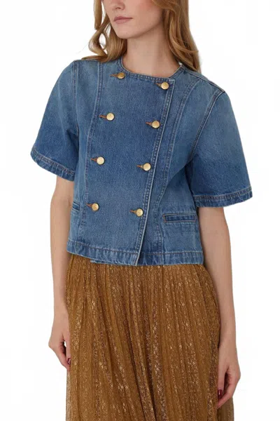 Ulla Johnson The Serge Short Sleeve Jacket In Danube In Blue