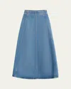 Ulla Johnson The Uma Denim Midi Skirt In Blue