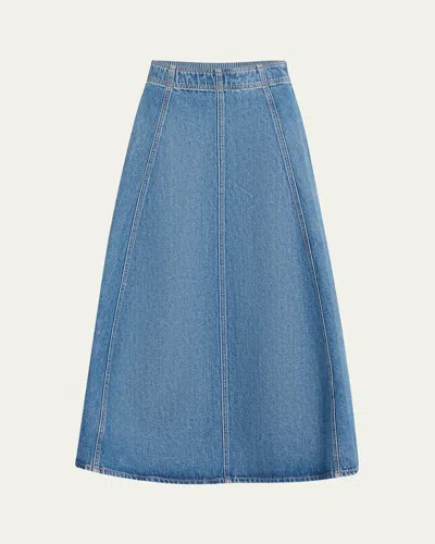 Ulla Johnson The Uma Denim Midi Skirt In Blue