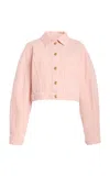 Ulla Johnson The Val Cropped Denim Jacket In Pink