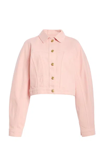 Ulla Johnson The Val Cropped Denim Jacket In Pink