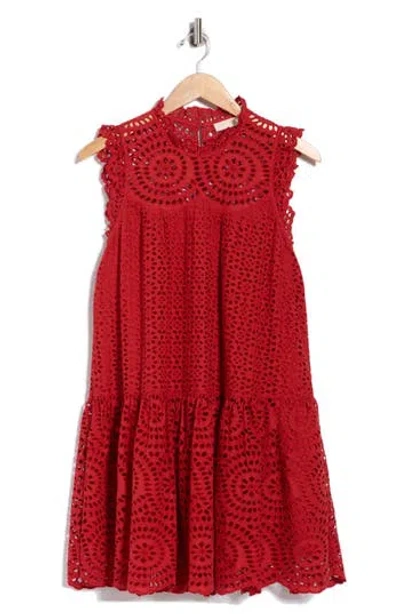 Ulla Johnson Thea Embroidered Eyelet Sleeveless Cotton Minidress In Brown