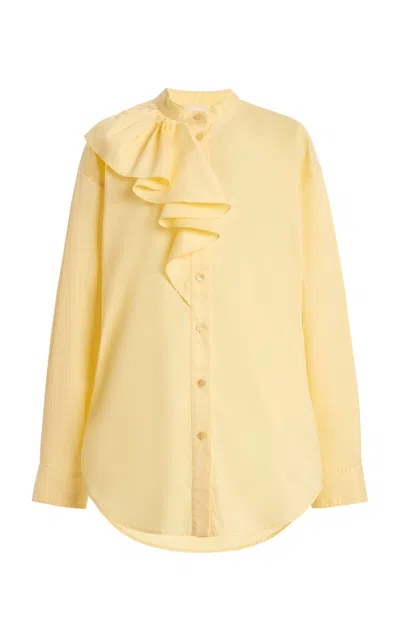Ulla Johnson Thea Ruffled Cotton Blouse In Yellow