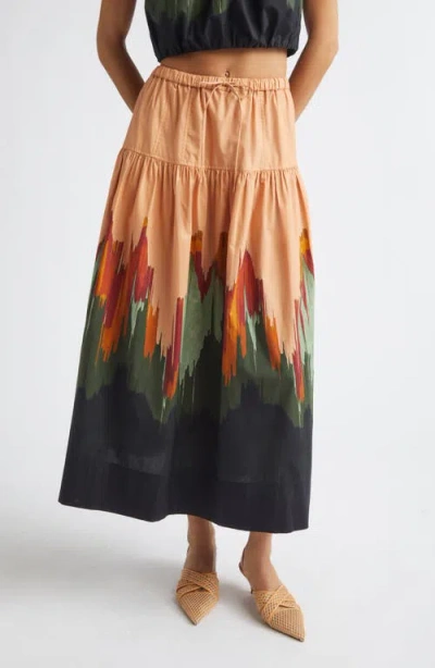 Ulla Johnson Theodora Tiered Cotton Maxi Skirt In Brown