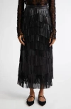 Ulla Johnson Therese Leather Fringe Skirt In Noir