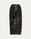 Ulla Johnson Therese Leather Fringe Skirt In Noir