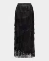 Ulla Johnson Therese Leather Fringe Skirt In Noir